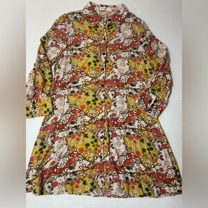 Natural Life Twiggy Floral Mini Dress Tunic Long Sleeve Size Large